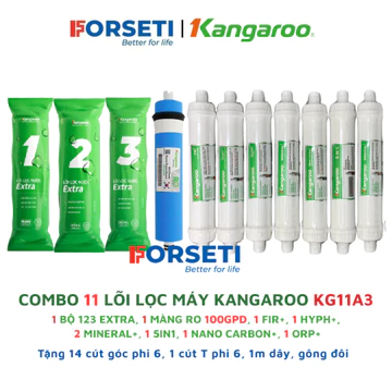 Combo 11 lõi KANGAROO dành cho máy lọc nước Kangaroo KG11A3 , KGA11 (123 EX+ RO100GPD+ 7 lõi hydrogen(+Mineral+)