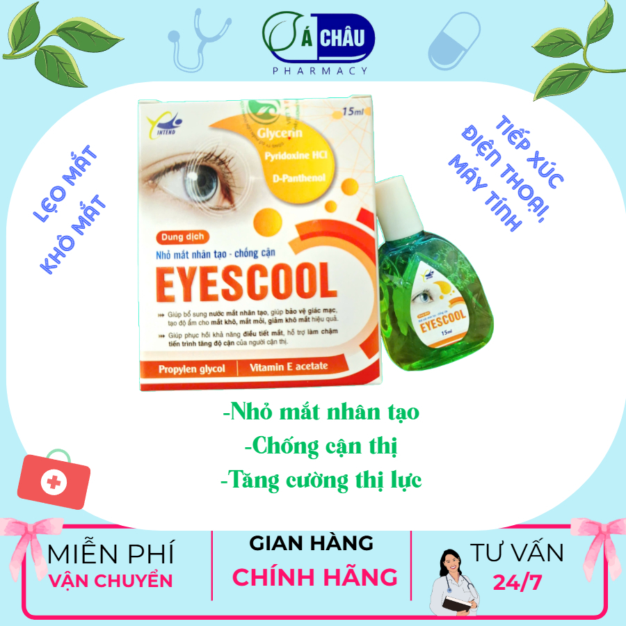 Nhỏ mắt nhân tạo Eyescool – Chống cận thị, Giảm khô mắt, mỏi mắt, đau mắt đỏ, phục hồi mắt