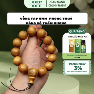 Vòng đeo tay nam nữ trầm hương hạt 8 mm vòng tay phong thuỷ vân đẹp mùi hương tự nhiên - Mỹ Nghệ Dưỡng Sinh HT