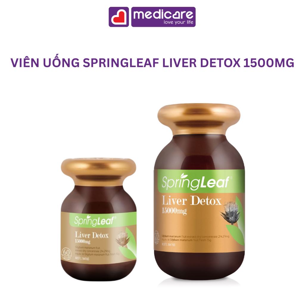Viên uống SPRINGLEAF Liver Detox 1500mg hỗ trợ giải độc gan hộp 60 viên và 120 viên