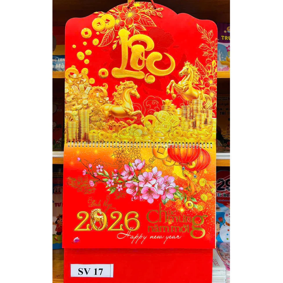 Lịch 2026 Lịch tết 2026, Lịch âm dương treo tường 12 tờ 30x40cm mỗi tháng là 1 tờ