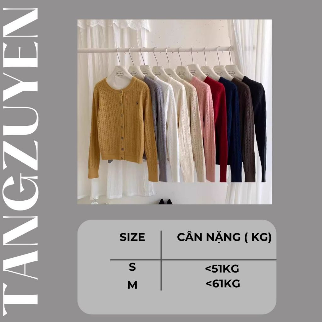Áo Cardigan len thừng thêu ngựa dài tay nhiều màu Áo khoác mỏng thu đông basic thanh lịch đi học làm đi chơi T1412G