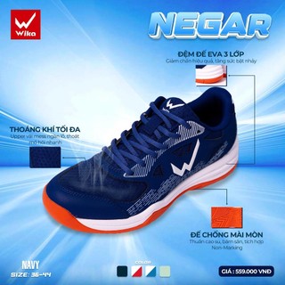 Giày Pickleball Wika Negar , Cầu Lông,Upper kết hợp chất liệu vải mesh siêu Nhẹ, thoáng khí tối đa.