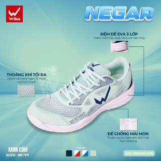 Giày Pickleball Wika Negar , Cầu Lông,Upper kết hợp chất liệu vải mesh siêu Nhẹ, thoáng khí tối đa.