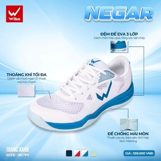 Giày Pickleball Wika Negar , Cầu Lông,Upper kết hợp chất liệu vải mesh siêu Nhẹ, thoáng khí tối đa.