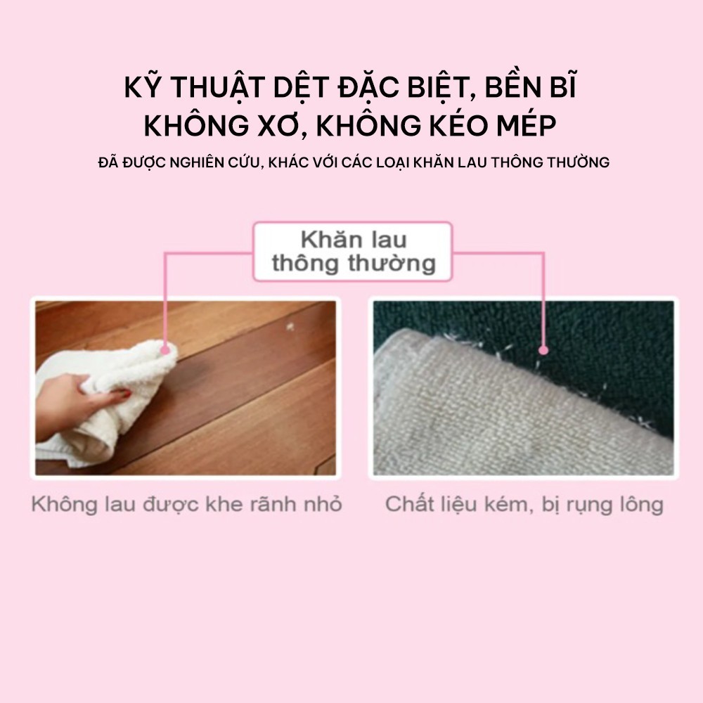 COMBO Khăn lau sàn sợi siêu mảnh MyJae tiện dụng đa năng thấm hút nước tốt, có móc treo 30cm x 42cm
