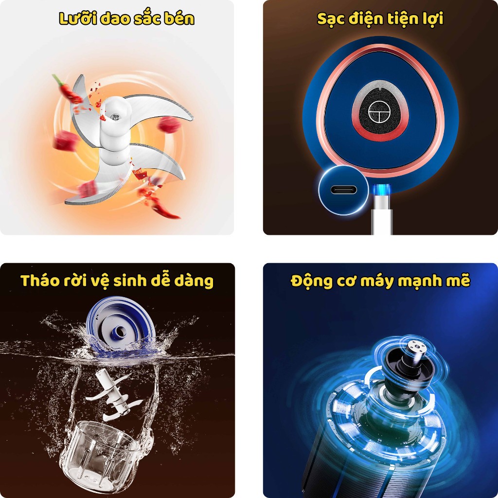Máy xay tỏi và tiêu cầm tay điện mini - Máy xay tỏi và tiêu tiện lợi, Máy xay nhà bếp