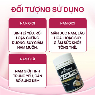Viên uống Oyster Plus Goodhealth giúp bổ sung kẽm và dưỡng chất cho nam giới hỗ trợ sinh lý nam giới