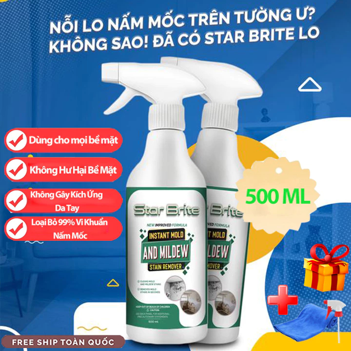 Chai Xịt Tẩy Mốc Tường STAR BRITE 500ml - Làm Sạch Vết Rêu Mốc Lâu Ngày Trên Tường, Sàn Nhà Đá Hoa
