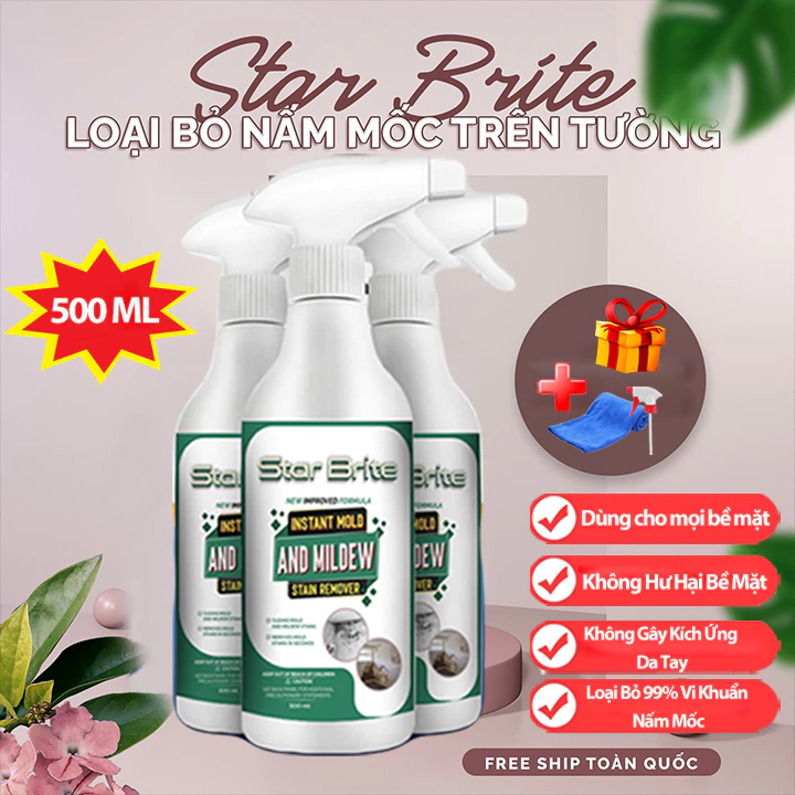 Chai Xịt Tẩy Mốc Tường STAR BRITE 500ml - Làm Sạch Vết Rêu Mốc Lâu Ngày Trên Tường, Sàn Nhà Đá Hoa