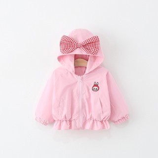 Áo khoác gió 2 lớp cho bé gái phom rộng Labubu nơ caro phù hợp mùa thu se lạnh D1235 Bí Ngô Nhỏ