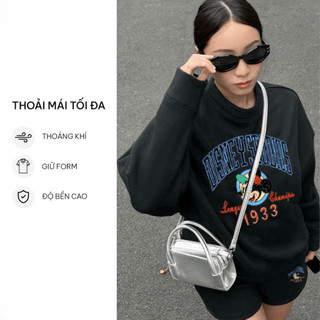 Set Bộ Nỉ Nữ Thu Đông CHEPOL In Mickey, Cổ Tròn, Chất Nỉ Chân Cua Cao Cấp ( Áo Sweater Trắng + Quần Dài Trắng )-CP_16295