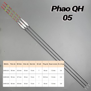 Phao QH05 – Hố Đấu Tự Cân, Tăm 7 Nấc Dễ Nhìn, Ăn Chì 0.4–0.8g, Câu Chép/Hồ Dịch Vụ
