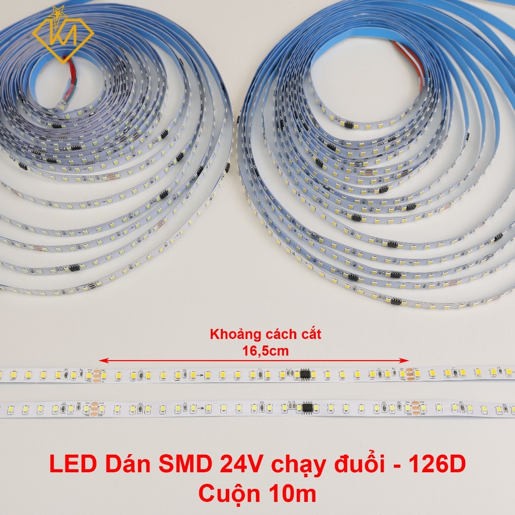 Cuộn 10m-Led dây dán 24Vchạy đuổi điều khiểnremote,chip2811,màu trắng6000K,trung tính4000K,vàng3000K