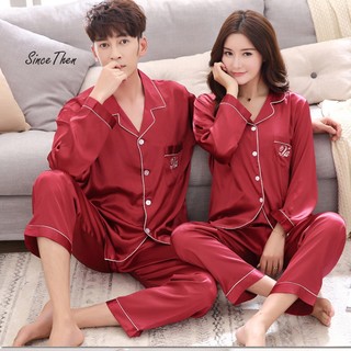 Đồ ngủ đôi tphcm, đồ ngủ đôi lụa dài tay tân hôn màu đỏ, quà cưới ý nghĩa - Since Then