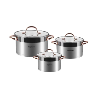 Bộ Nồi Inox Cao Cấp NAGAKAWA NAG1352, 3 Nồi Kích Thước 16cm/20cm/24cm, Phù Hợp Bếp Từ Bếp Gas