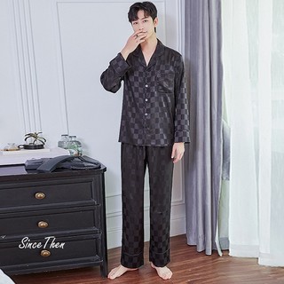 Đồ ngủ lụa cho nam mặc nhà màu đen - Sincethen