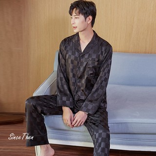 Đồ ngủ lụa cho nam mặc nhà màu đen - Sincethen