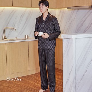 Đồ ngủ lụa cho nam mặc nhà màu đen - Sincethen