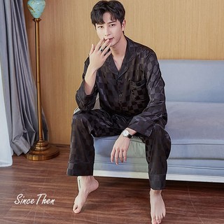 Đồ ngủ lụa cho nam mặc nhà màu đen - Sincethen