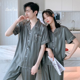 Đồ ngủ đôi nam nữ vải lụa mềm mịn, Pijama tay ngắn quần dài đẹp - Since Then