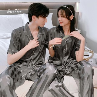 Đồ ngủ đôi nam nữ vải lụa mềm mịn, Pijama tay ngắn quần dài đẹp - Since Then