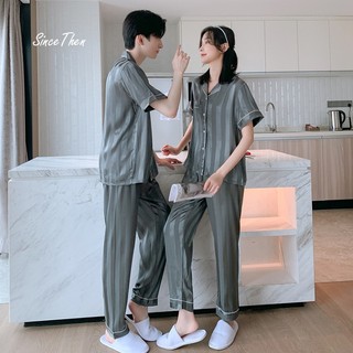 Đồ ngủ đôi nam nữ vải lụa mềm mịn, Pijama tay ngắn quần dài đẹp - Since Then