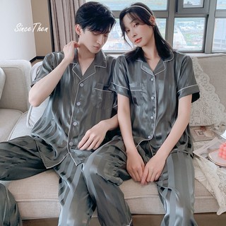 Đồ ngủ đôi nam nữ vải lụa mềm mịn, Pijama tay ngắn quần dài đẹp - Since Then
