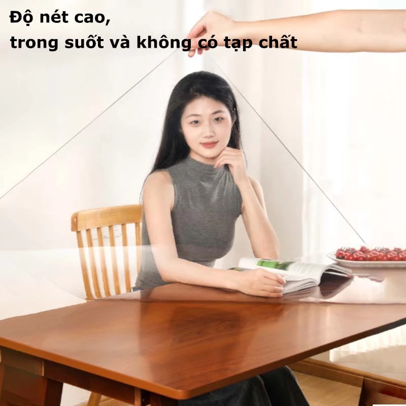 Khăn Trải Bàn Nhựa Trong Suốt PVC Chống Thấm - Chống dầu/Chống Trơn Trượt Cao Cấp Lót bàn Bảo Vệ Bề Mặt Bàn
