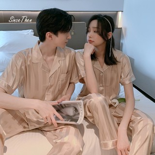 Đồ ngủ đôi nam nữ vải lụa vàng đồng, Pijama đôi nam nữ dành cho vợ chồng - Since Then