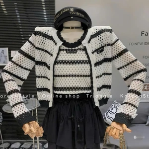 TRIANGLE - Mi Knitted (Cân nhắc kỹ, return is not welcomed) - Áo len rỗng áo bên trong không tay và áo cardigan