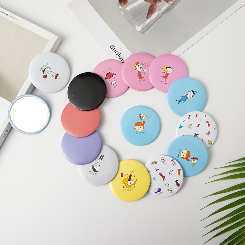 Gương tròn mini phong cách Hàn Quốc – thiết kế hoạt hình dễ thương, nhỏ gọn và tiện lợi.