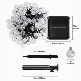 OOKAS Đèn Led trang trí năng lượng mặt trời, Đèn bi bọt 30/50/100 bóng led