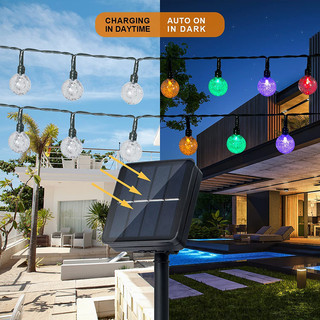 OOKAS Đèn Led trang trí năng lượng mặt trời, Đèn bi bọt 30/50/100 bóng led