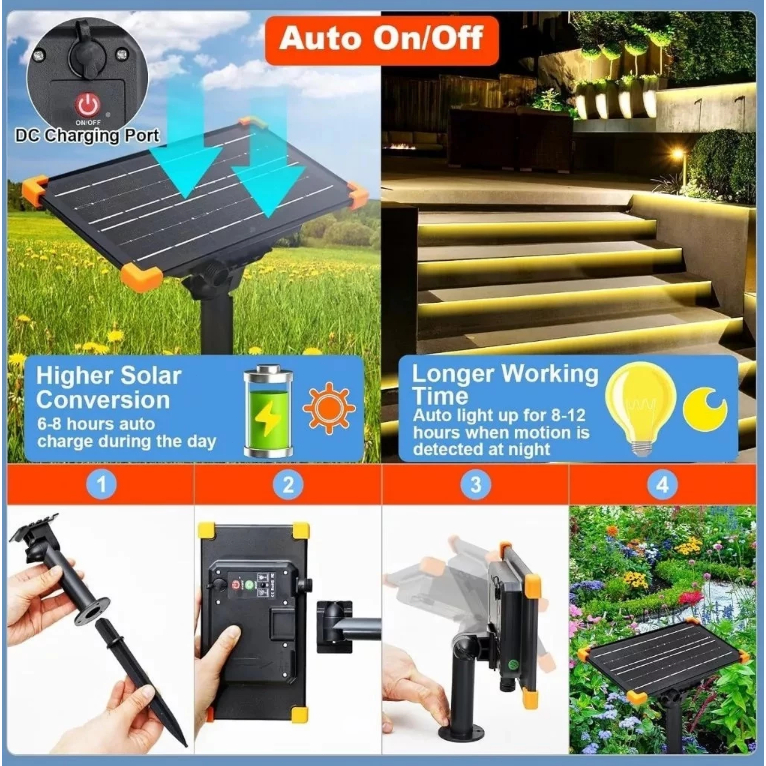 COD Đèn LED Dây Năng Lượng Mặt Trời IP68, 60 LED/m, 5M 10M, Trang Trí Ban Công Sân Vườn Quán Cafe