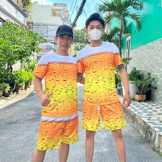 Bộ thể thao Unisex ⚡️ VẢI MÁT ⚡️ SÉT ĐỒ MẶC Nhà Nam Nữ họa tiết BỌT BIA phong cách thể thao KL2