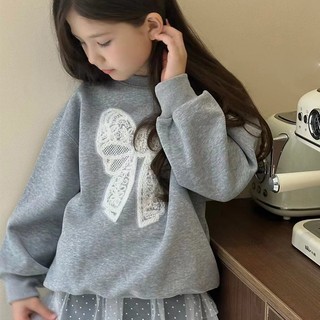 ÁO DàI Tay ThờI Trang Cho Bé GáI MàU đEn XáM: ĐíNh KèM Nơ TrắNg Phù HợP áO TiểU Thư Cho Bé GáI
