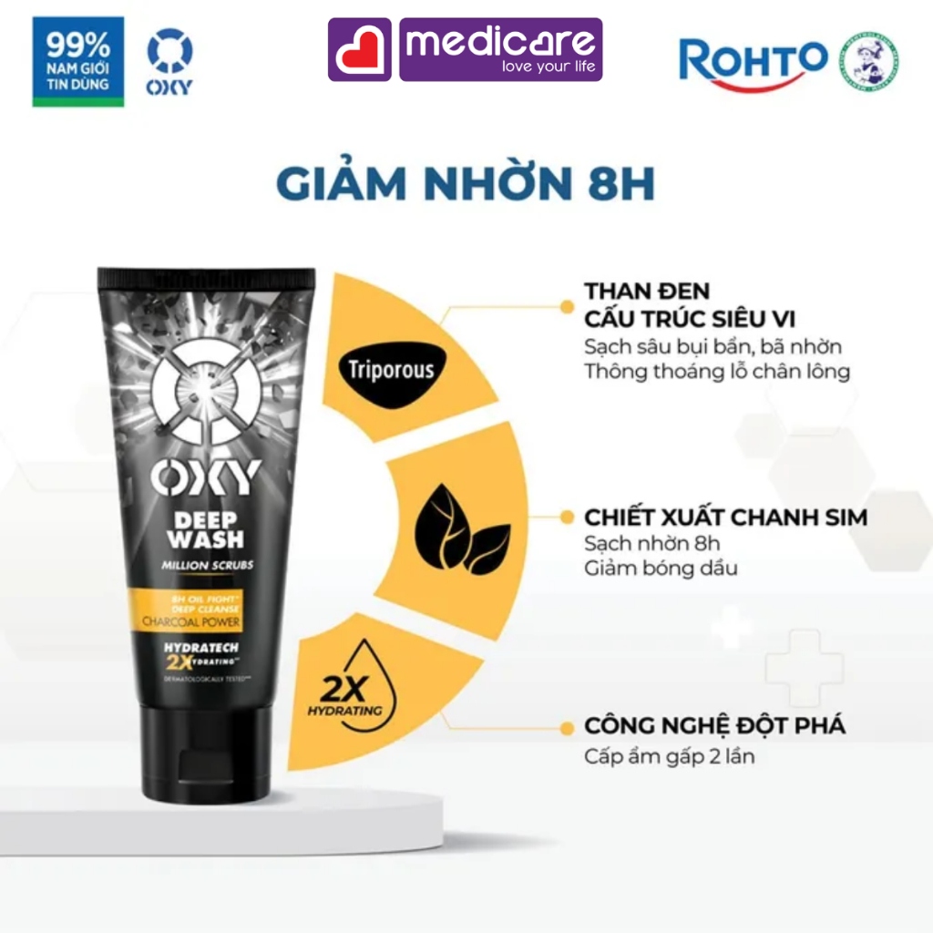 Gel - Sữa - Kem rửa mặt nam OXY dành cho mọi loại da 100g