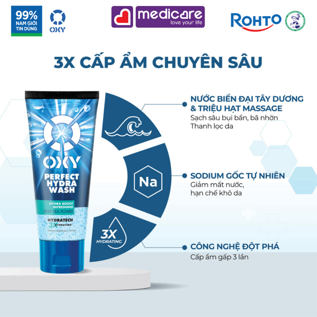 Gel - Sữa - Kem rửa mặt nam OXY dành cho mọi loại da 100g