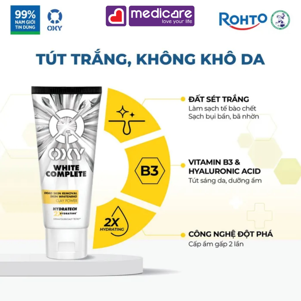 Gel - Sữa - Kem rửa mặt nam OXY dành cho mọi loại da 100g