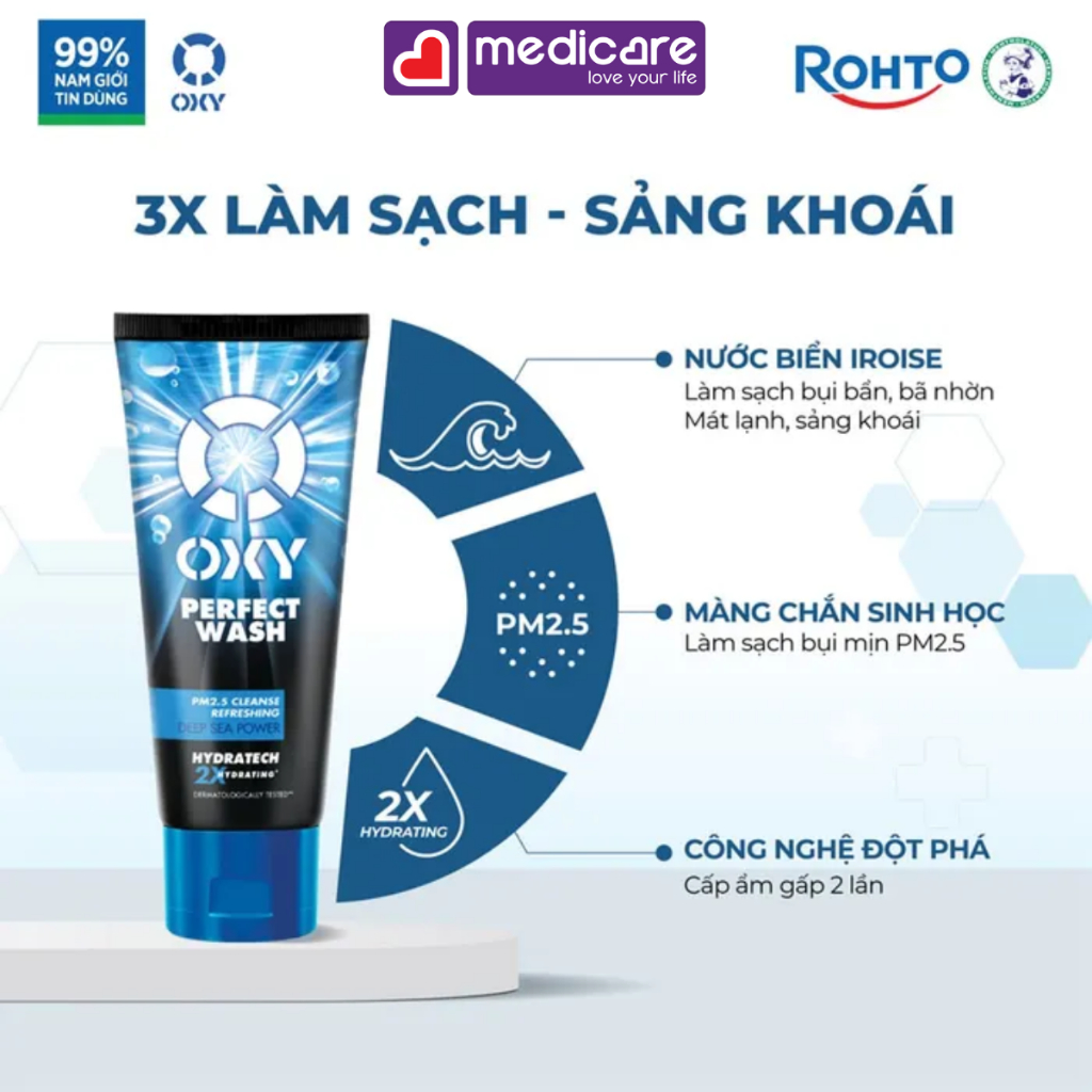 Gel - Sữa - Kem rửa mặt nam OXY dành cho mọi loại da 100g