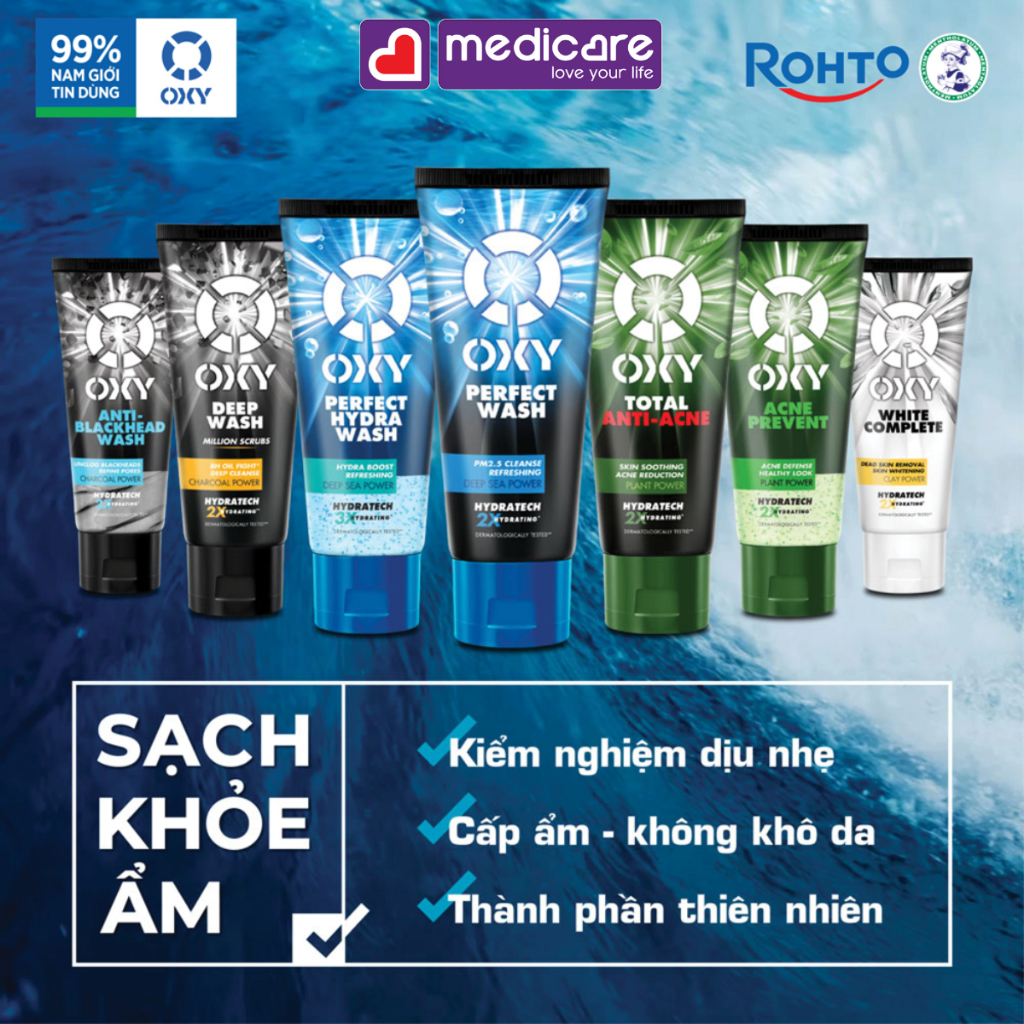 Gel - Sữa - Kem rửa mặt nam OXY dành cho mọi loại da 100g