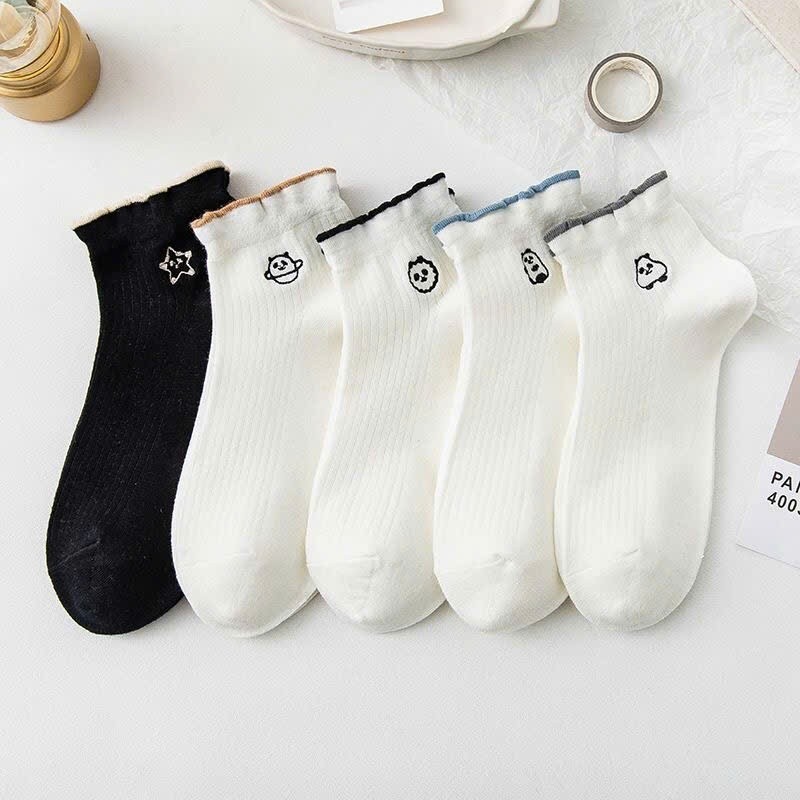 [Peinn] Tất cổ ngắn nữ sét 5 đôi, chất liệu vải cotton co giãn 4 chiều