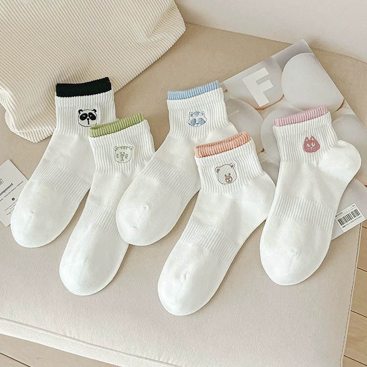 [Peinn] Tất cổ ngắn nữ sét 5 đôi, chất liệu vải cotton co giãn 4 chiều