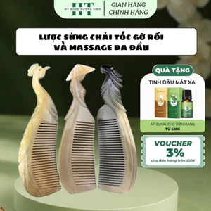 Lược sừng hình con công giúp gỡ rối tóc và mát xa da đầu - MỸ NGHỆ DƯỠNG SINH HT