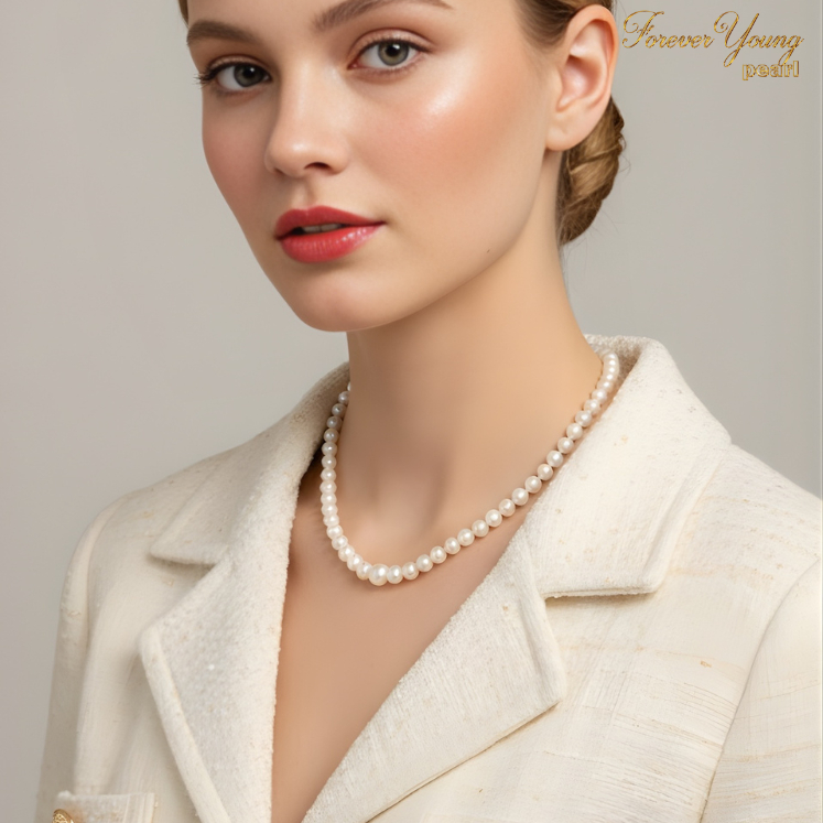 DC283 - Dây chuyền vòng cổ ngọc Trai nuôi nước ngọt, trai 7-8 li, dài 45-50 cm, làm quà tặng. Forever Young Pearl