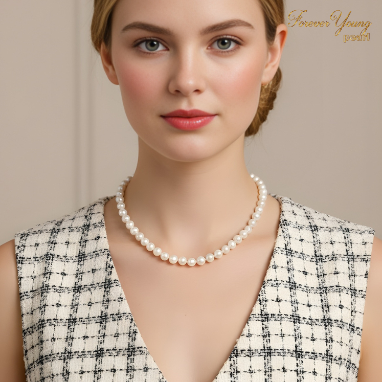 DC283 - Dây chuyền vòng cổ ngọc Trai nuôi nước ngọt, trai 7-8 li, dài 45-50 cm, làm quà tặng. Forever Young Pearl