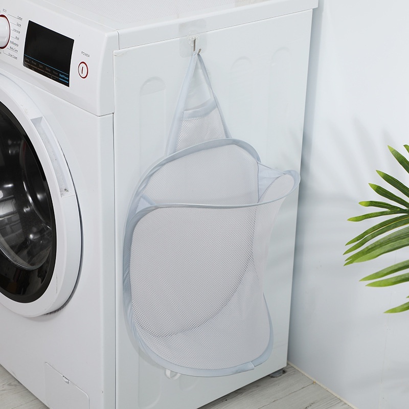 Túi lưới đựng quần áo bẩn chờ giặt Giỏ đựng đồ dơ Móc treo phơi đồ Túi giặt tiện dụng