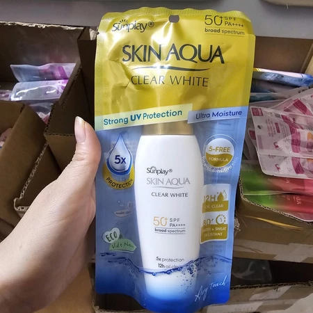 Sữa Chống Nắng Dưỡng Trắng Sunplay Skin Aqua Clear White Cho Da Dầu SPF50+ PA++++ (55g/25g/5g)