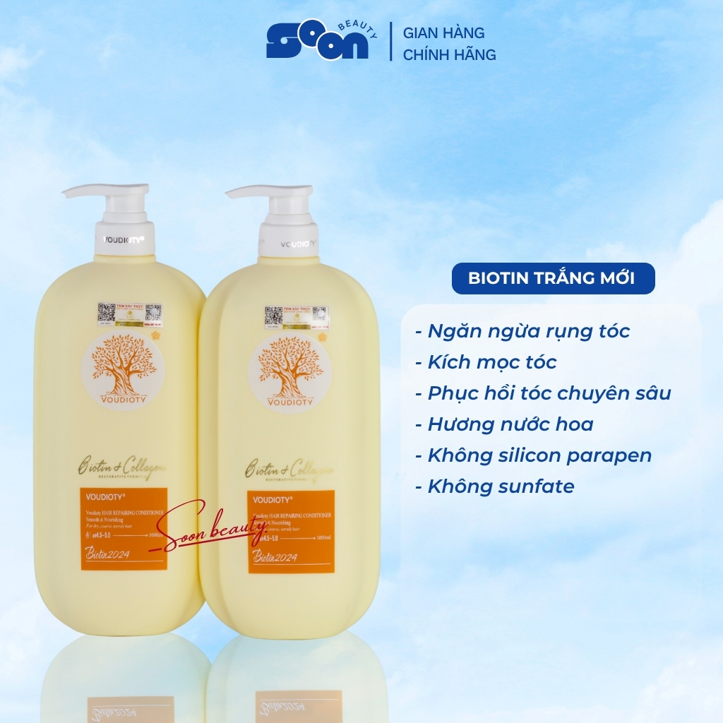 Cặp gội xả Biotin Collagen Voudioty  500ml/1000ml, giảm rụng tóc, ngăn gàu, kiềm dầu, phục hồi tóc khô xơ hư tổn ( Mới)